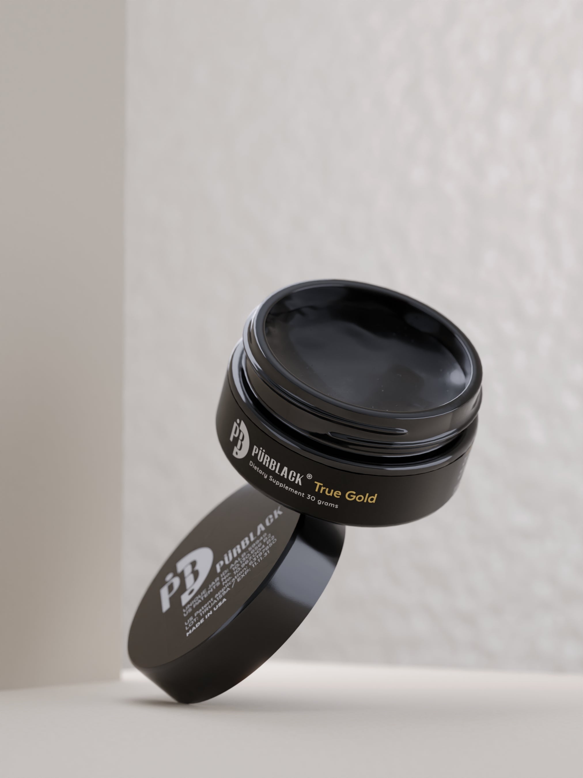 Pürblack Shilajit Resin with True Gold jar
